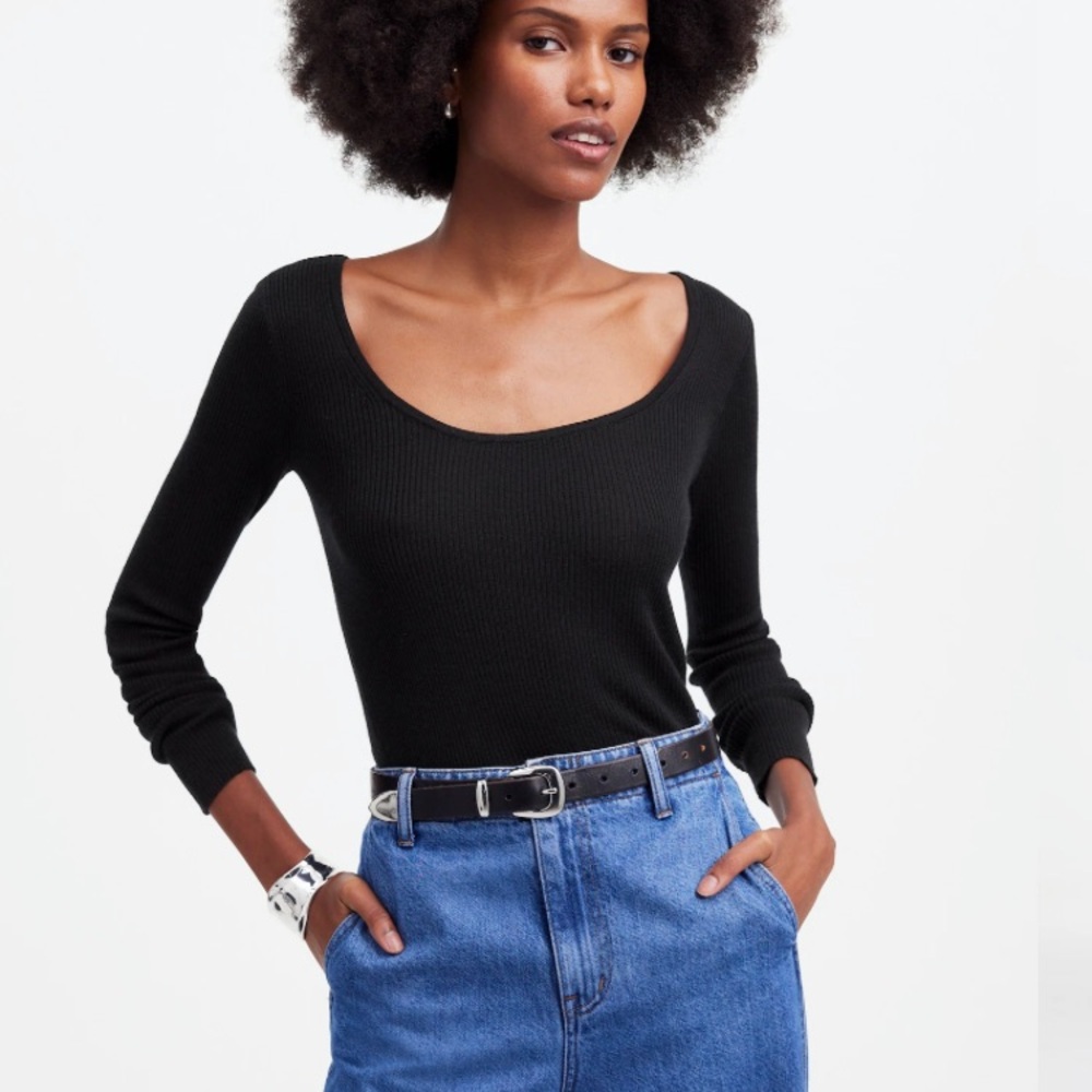 Madewell Merino Wool-Silk Blend Scoopneck Sweater Size M